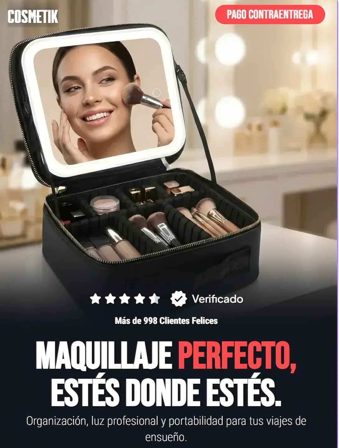 COSMETIQUERA CON ESPEJO LED