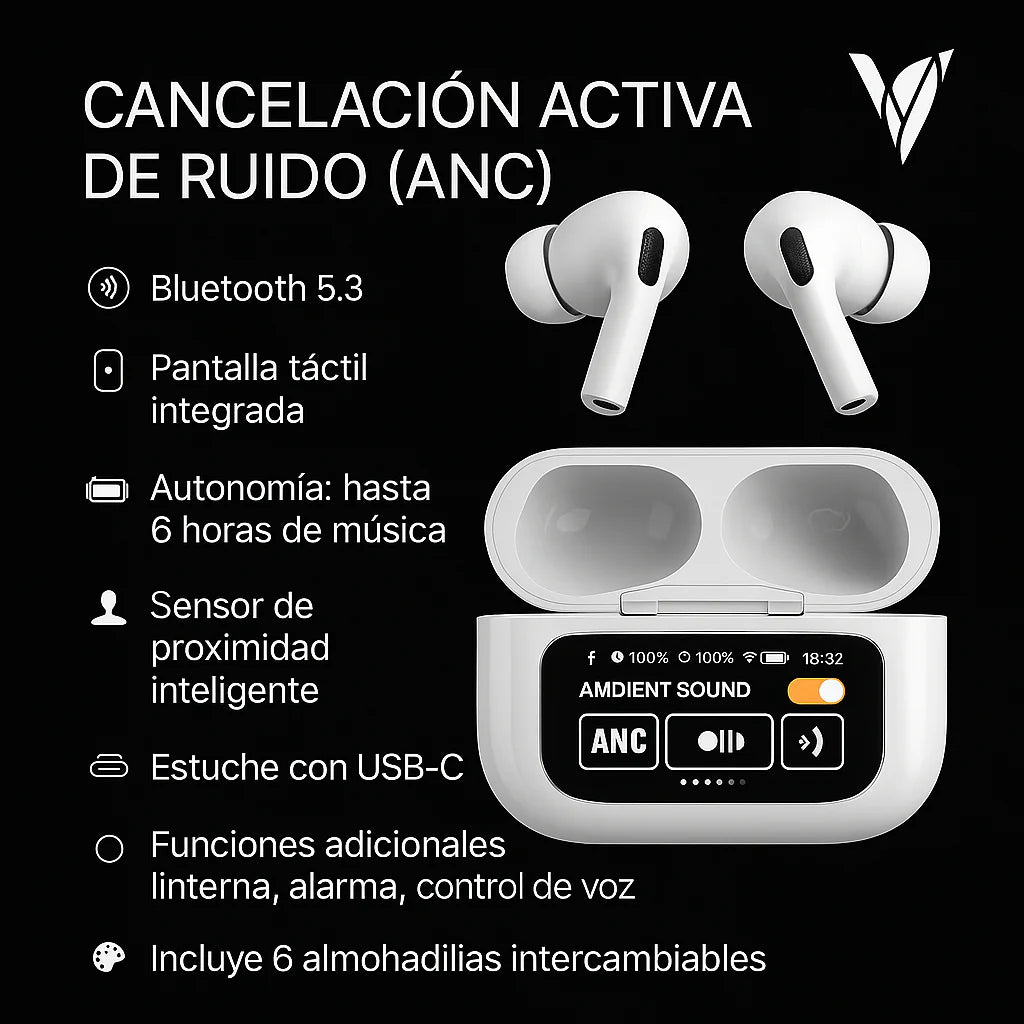 AUDIFONOS CON PANTALLA TACTIL