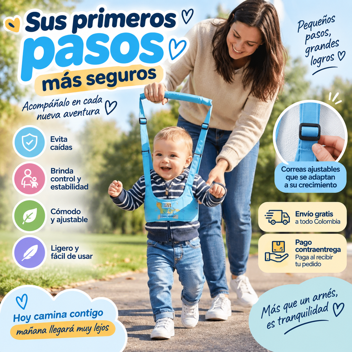 Arnés caminador para bebé - Primeros pasos seguros