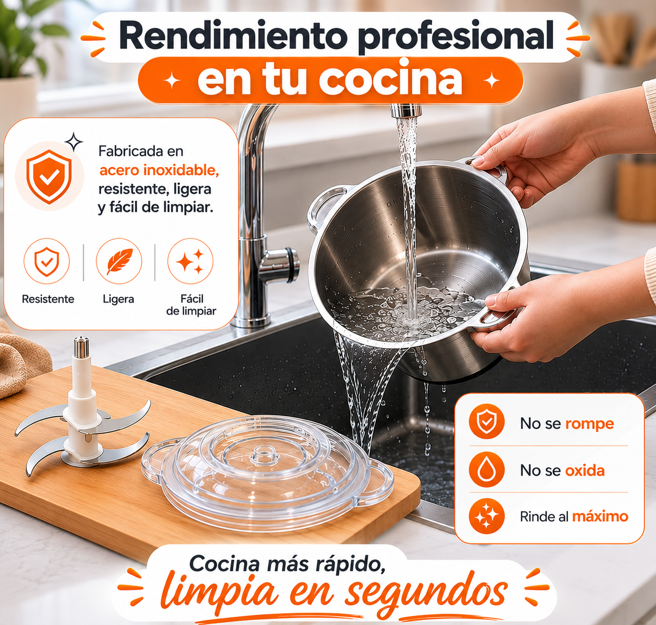 PICADOR ELECTRICO EN ACERO INOXIDABLE⚡ DE 2 LITROS (tamaño grande) ⚡