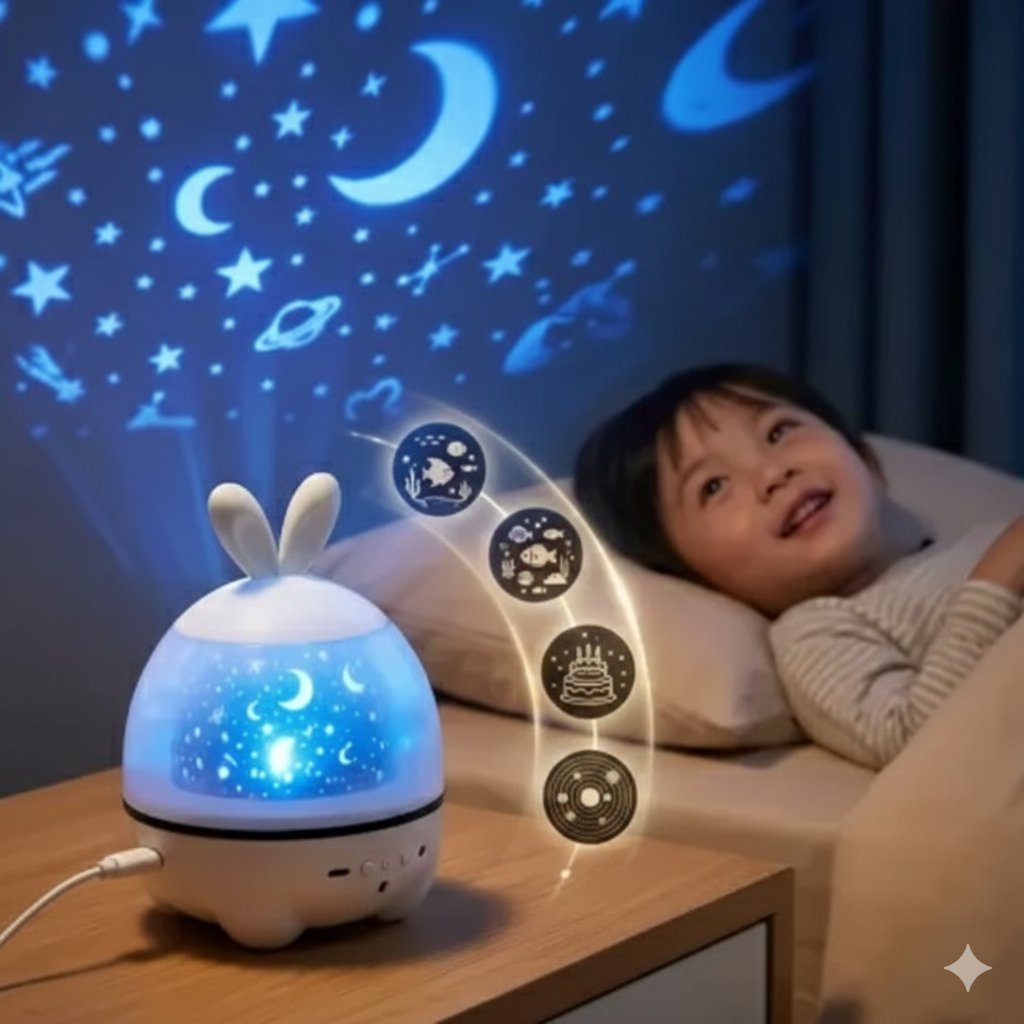 ⭐LÁMPARA PROYECTORA MÁGICA  DE FIGURAS INFANTILES   + CUENTOS PARA DORMIR ⭐
