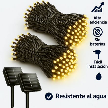 LUCES NAVIDEÑAS CON PANEL SOLAR - COMPRA 1 RECIBE 2  (20 metros)
