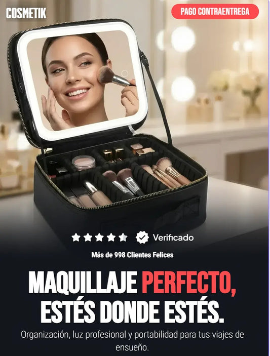 COSMETIQUERA CON ESPEJO LED