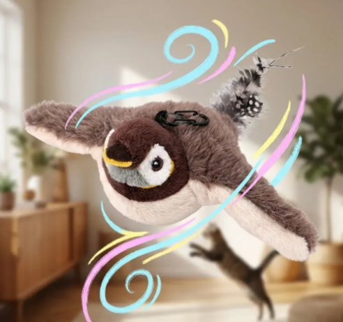 Juguete realista de pajaro para mascotas