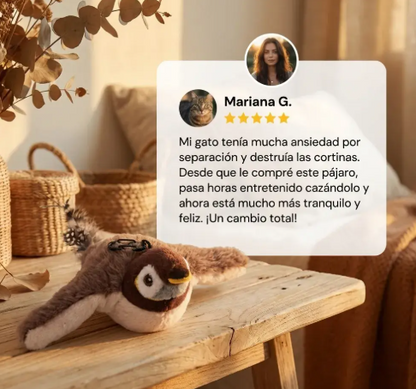 Juguete realista de pajaro para mascotas