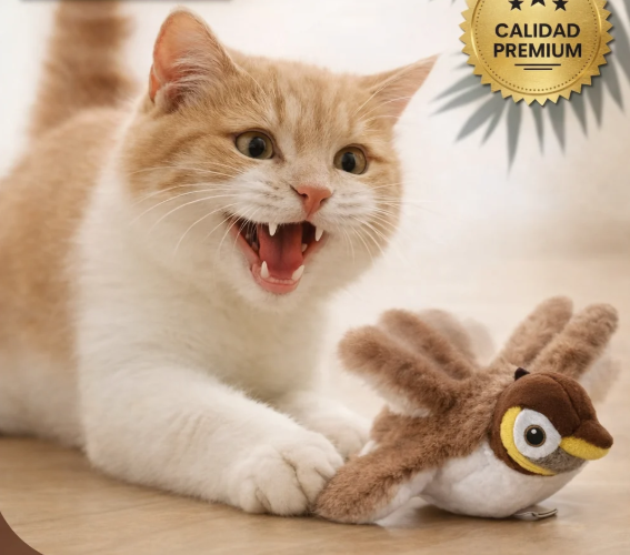 Juguete realista de pajaro para mascotas